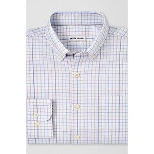PETER MILLAR Shirt Mens Small White Check PATTERN Crown Lite Cotton Stretch $160
